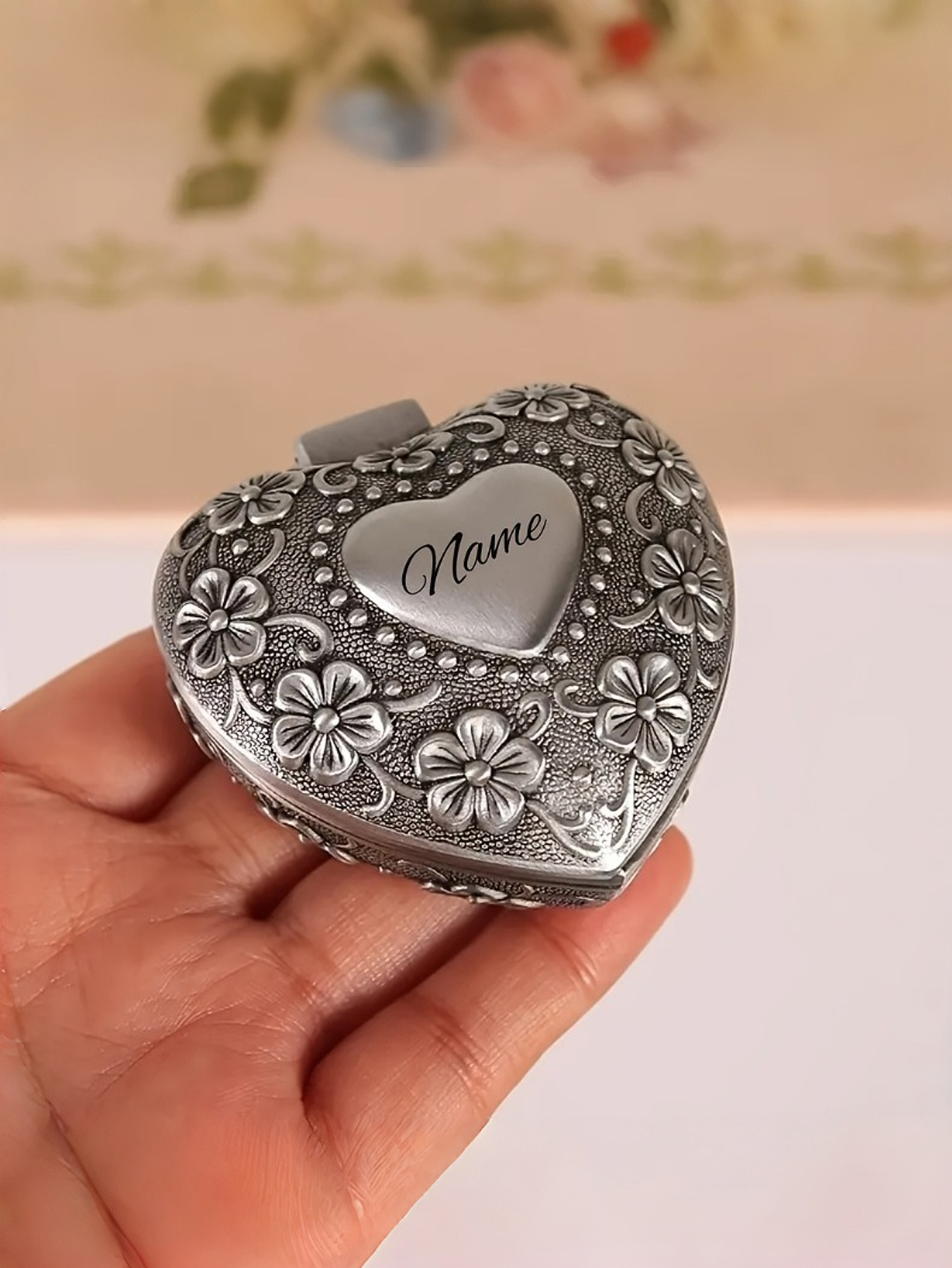 Custom Engraved Metal Relief Jewelry Boxes & Wedding Ring Storage Boxes